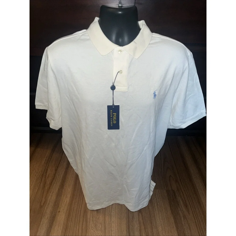 NWT Polo Ralph Lauren Mens Classic Fit Cream Polo Shirt Short Sleeve